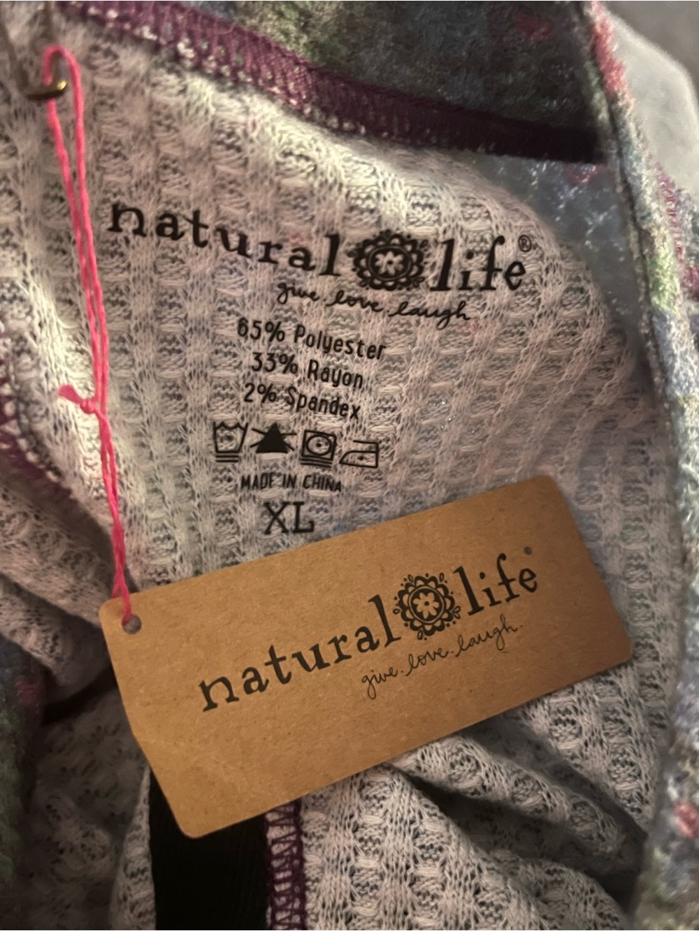 NWT Natural Life Reagan Thermal Henley in Dark Blue Garden - Sz XL - Picture 6 of 6